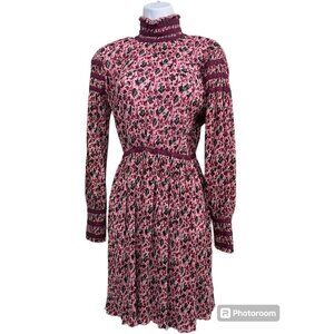 Zac Posen Floral Dress Pink High Neck Cottagecore Romantic‎ Fairycore Ditsy